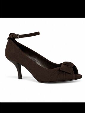 APT. 9Women's Suede Ankle-Strap Pointed-Toe Heel chocolate brown SZ 6M career